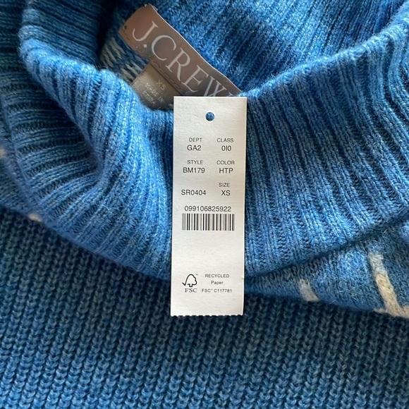 J. Crew Lambswool Fair Isle Mock Turtleneck Pullover Sweater Size XSmall New - Picture 10 of 13